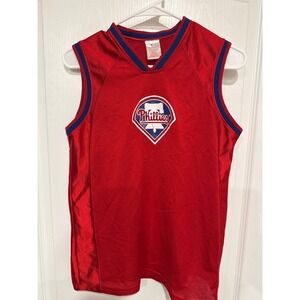 Philadelphia Phillies MLB Kid Athlete Red Mesh Tank Top Youth Large 14/16 Logo